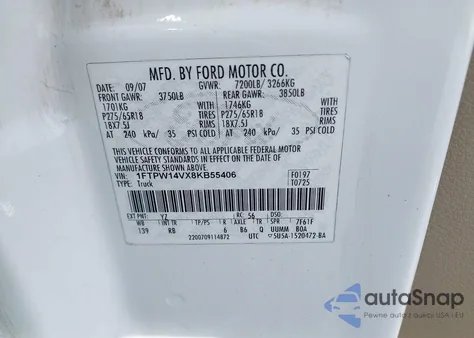 2005 Ford F-150 Lariat/Xlt from USA, damaged, VIN 1FTPW12545KB91039